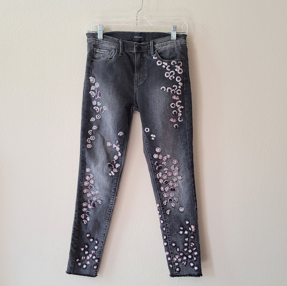 Driftwood jackie grey floral embroidered jeans